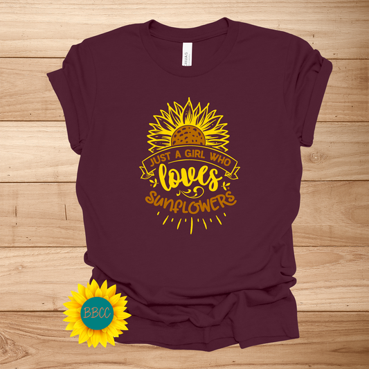Adult Sunflower Loving Girl T-Shirt