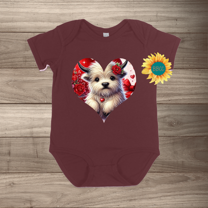 White Highland Cow Short Sleeve Romper