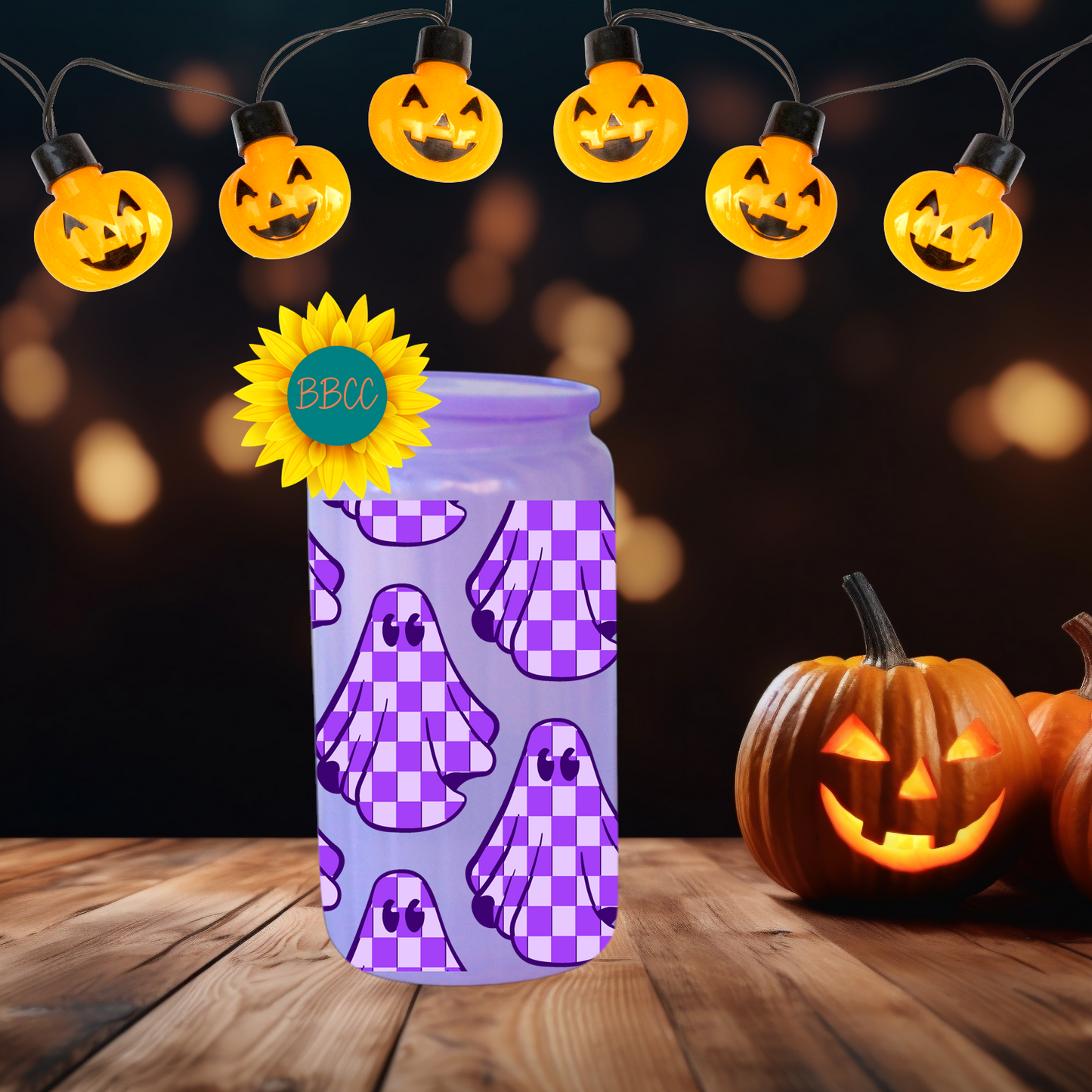 Purple Checkered Spirits Glow Tumbler
