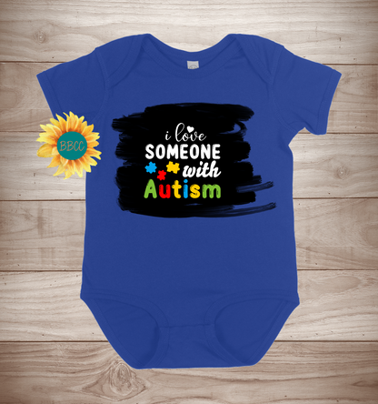 Baby Autism Awareness Love Someone Short Sleeve Romper