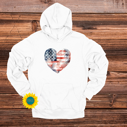 Adult Flag Heart Hoodie