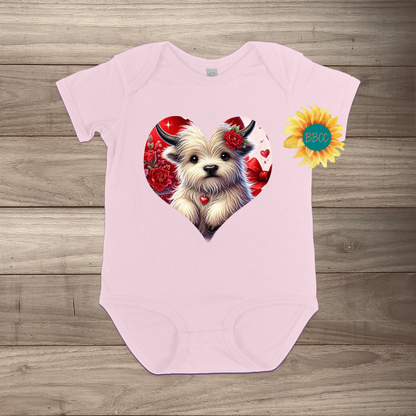 White Highland Cow Short Sleeve Romper