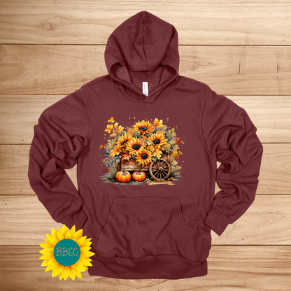 Wheelbarrow Sunflowers Hoodie