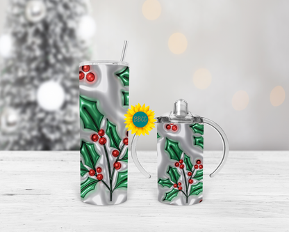 3D Holly Tumbler