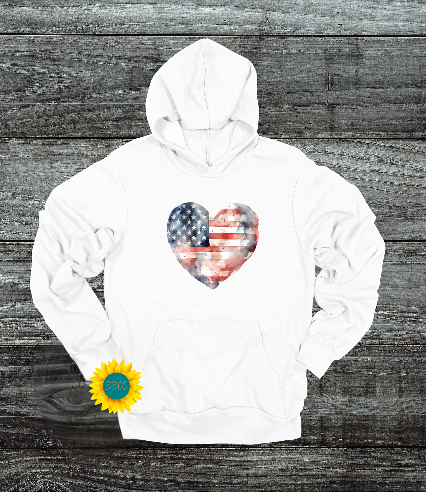 Adult Flag Heart Hoodie