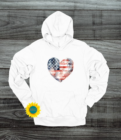 Adult Flag Heart Hoodie
