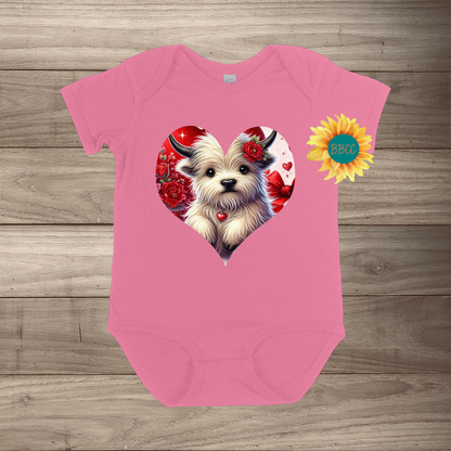 White Highland Cow Short Sleeve Romper