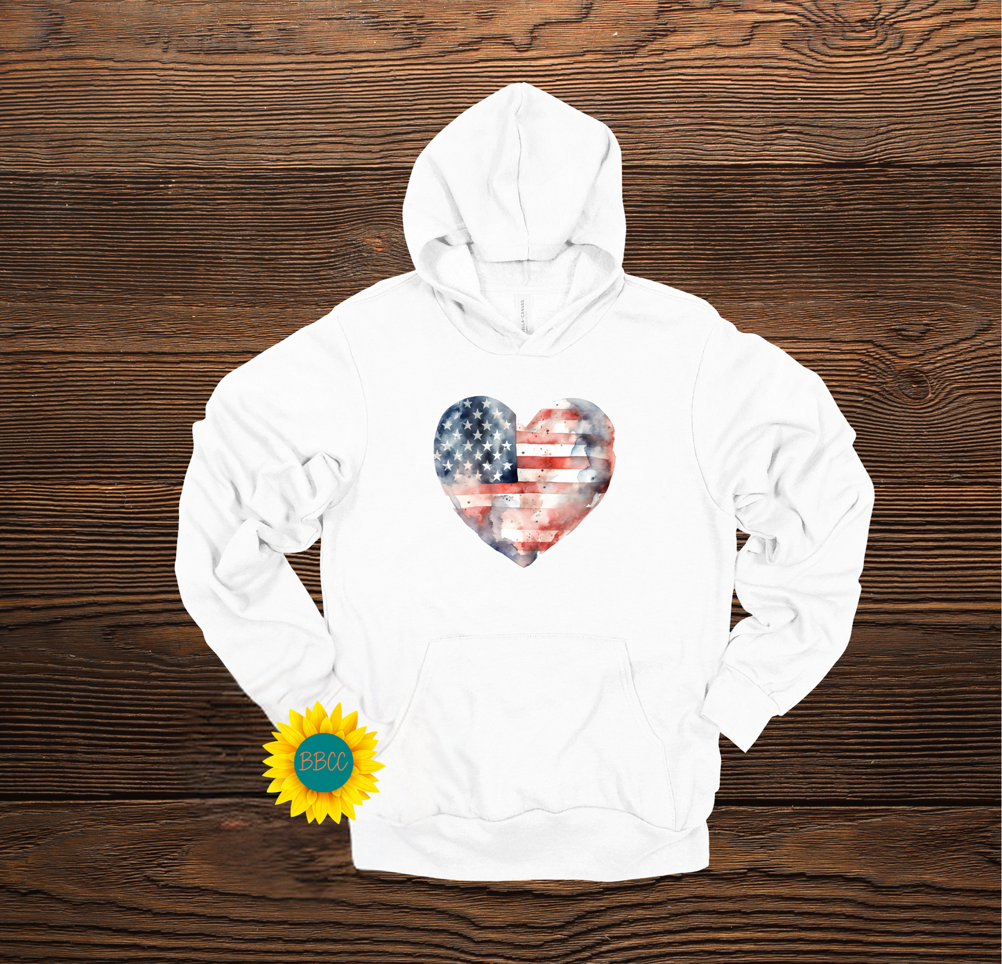 Adult Flag Heart Hoodie