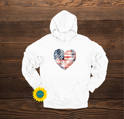 Adult Flag Heart Hoodie