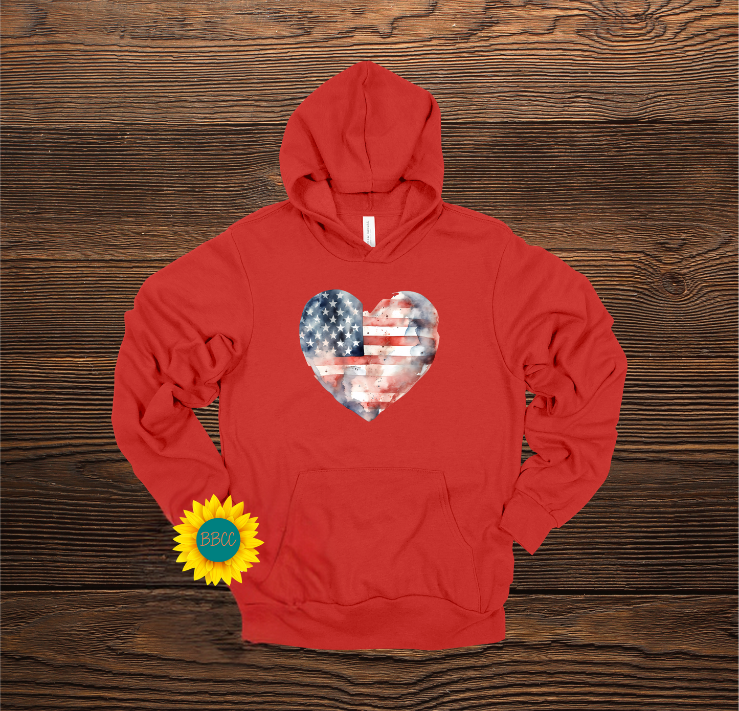 Adult Flag Heart Hoodie