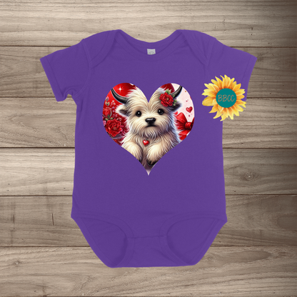 White Highland Cow Short Sleeve Romper