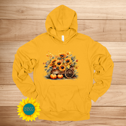 Wheelbarrow Sunflowers Hoodie