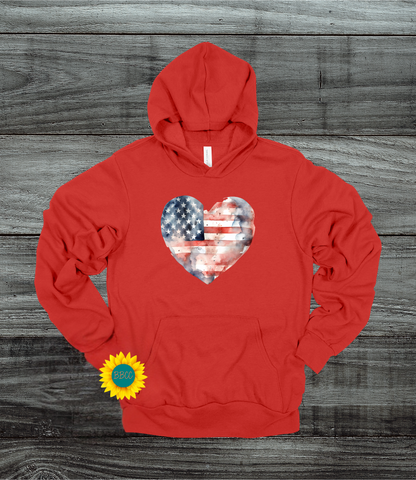 Adult Flag Heart Hoodie
