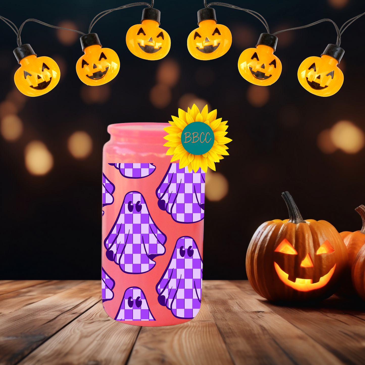 Purple Checkered Spirits Glow Tumbler