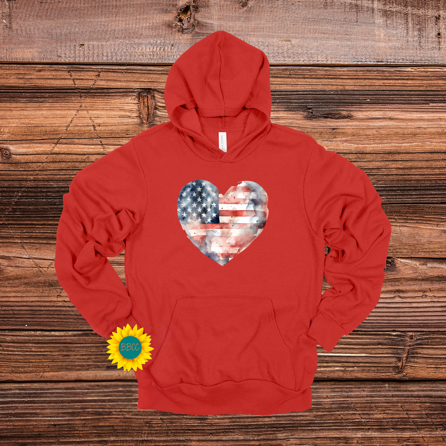 Adult Flag Heart Hoodie