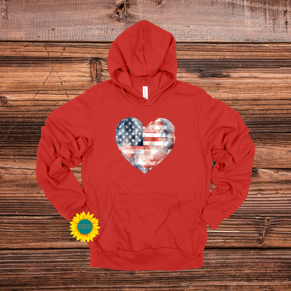Adult Flag Heart Hoodie