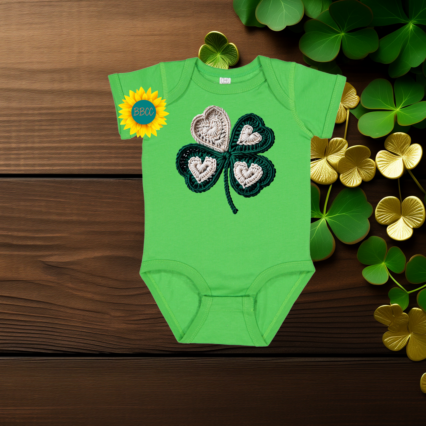 Baby Faux Yarn Shamrock Baby Romper