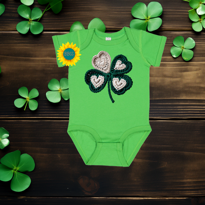 Baby Faux Yarn Shamrock Baby Romper
