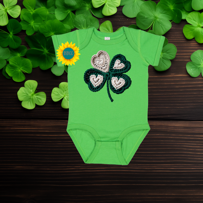 Baby Faux Yarn Shamrock Baby Romper