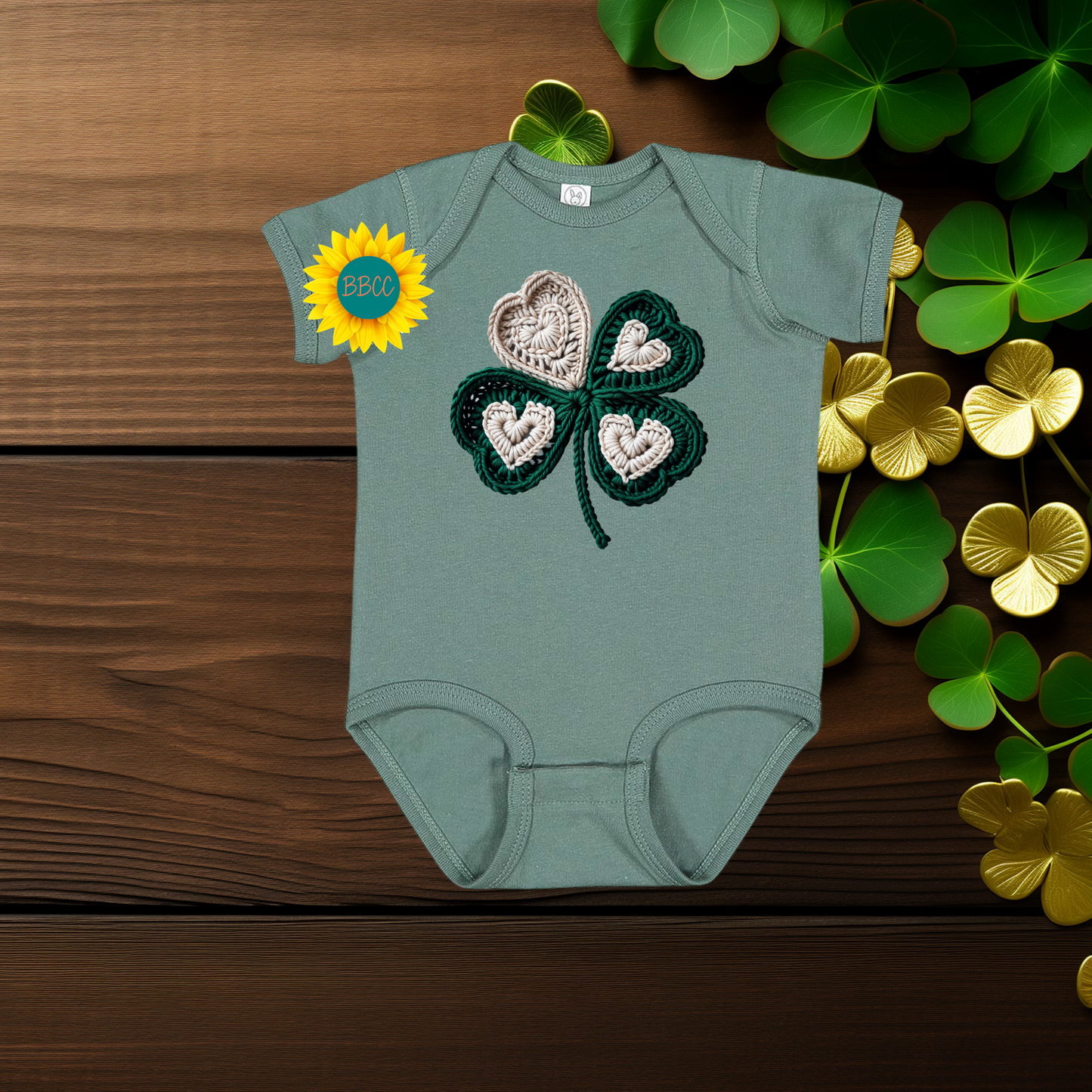 Baby Faux Yarn Shamrock Baby Romper
