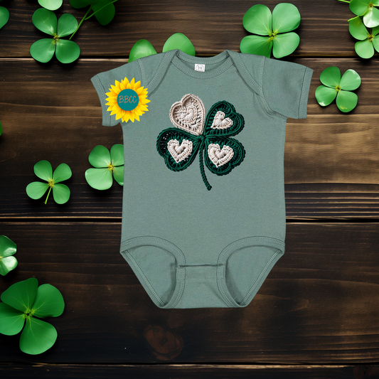 Baby Faux Yarn Shamrock Baby Romper