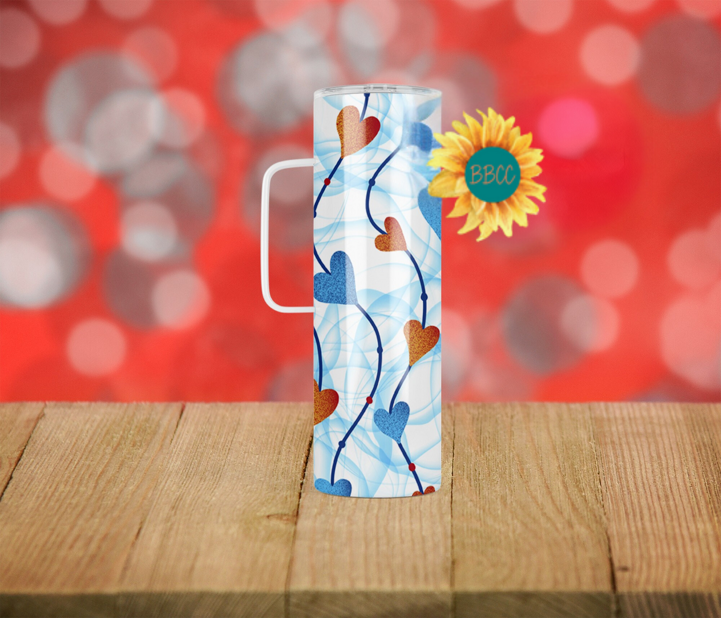 Blue and Red Hearts Tumbler