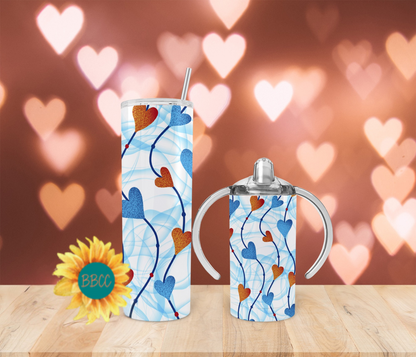 Blue and Red Hearts Tumbler