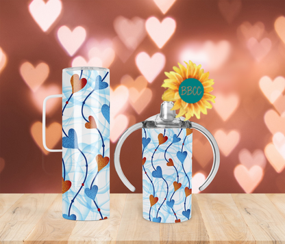 Blue and Red Hearts Tumbler