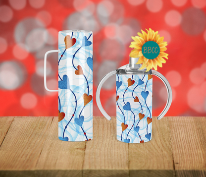 Blue and Red Hearts Tumbler