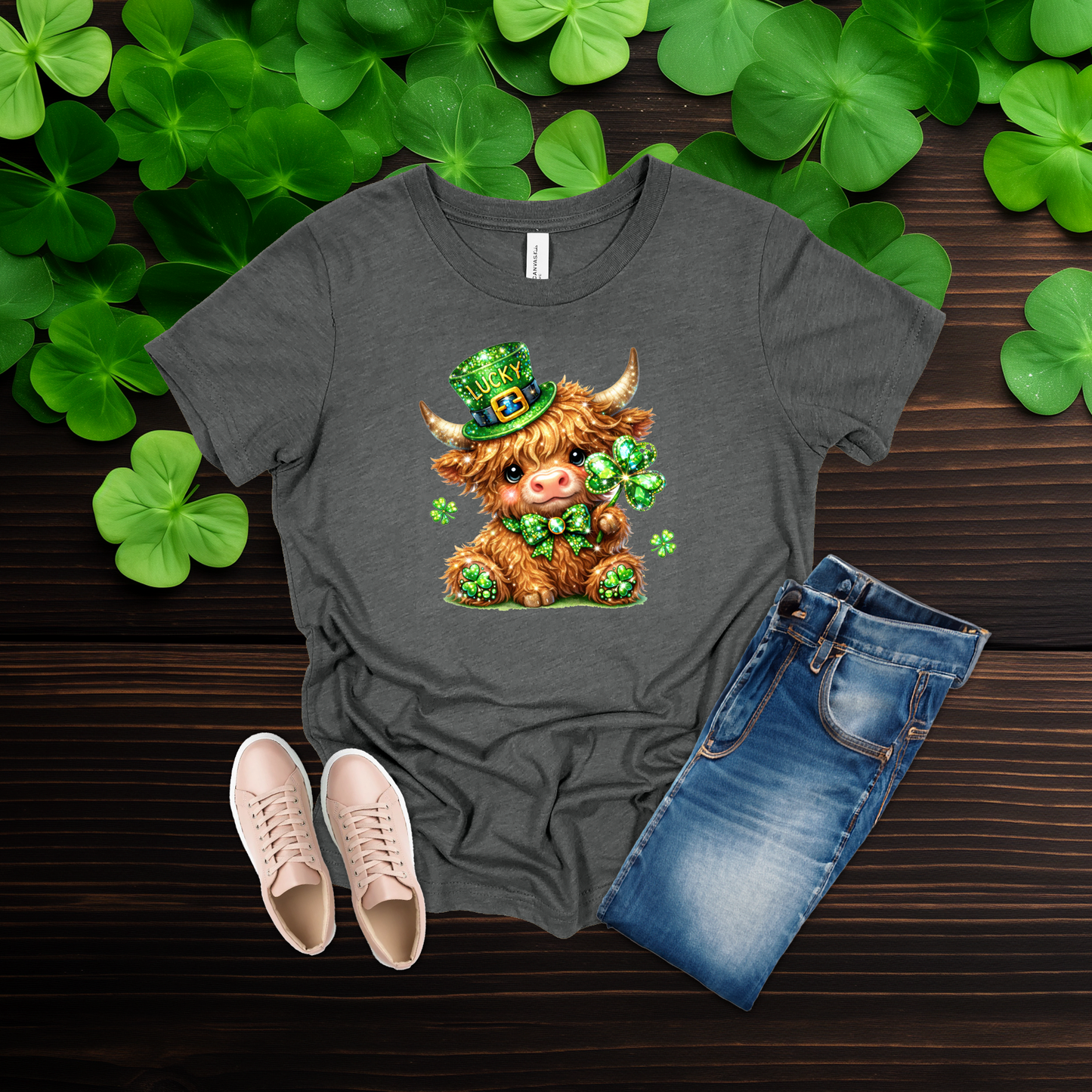 Youth Lucky Highland Cow St. Patrick’s Day Shirt