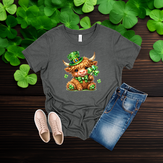 Youth Lucky Highland Cow St. Patrick’s Day Shirt