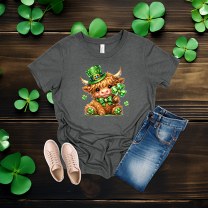 Youth Lucky Highland Cow St. Patrick’s Day Shirt