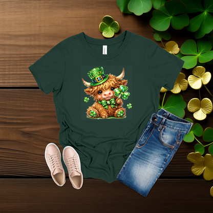Youth Lucky Highland Cow St. Patrick’s Day Shirt