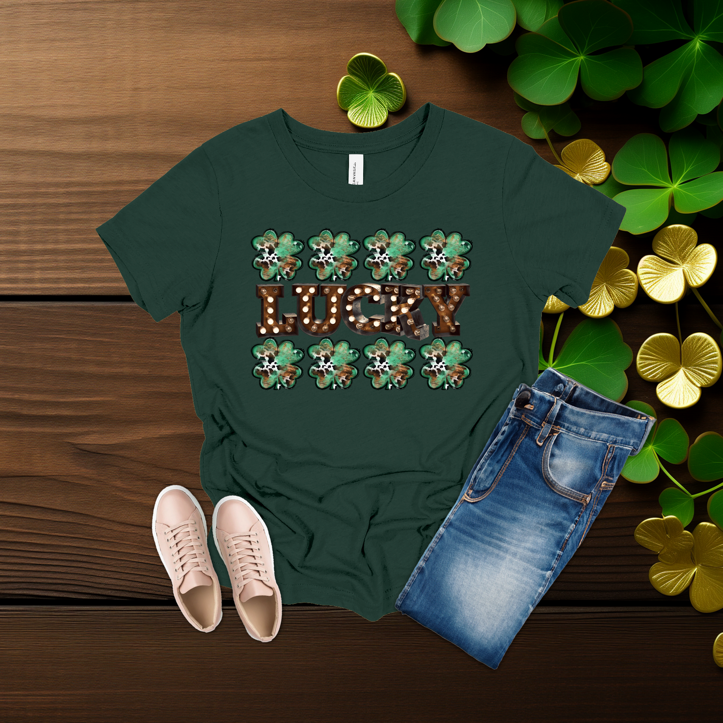 Youth Lucky Lights Shamrock St. Patrick’s Day T-Shirt