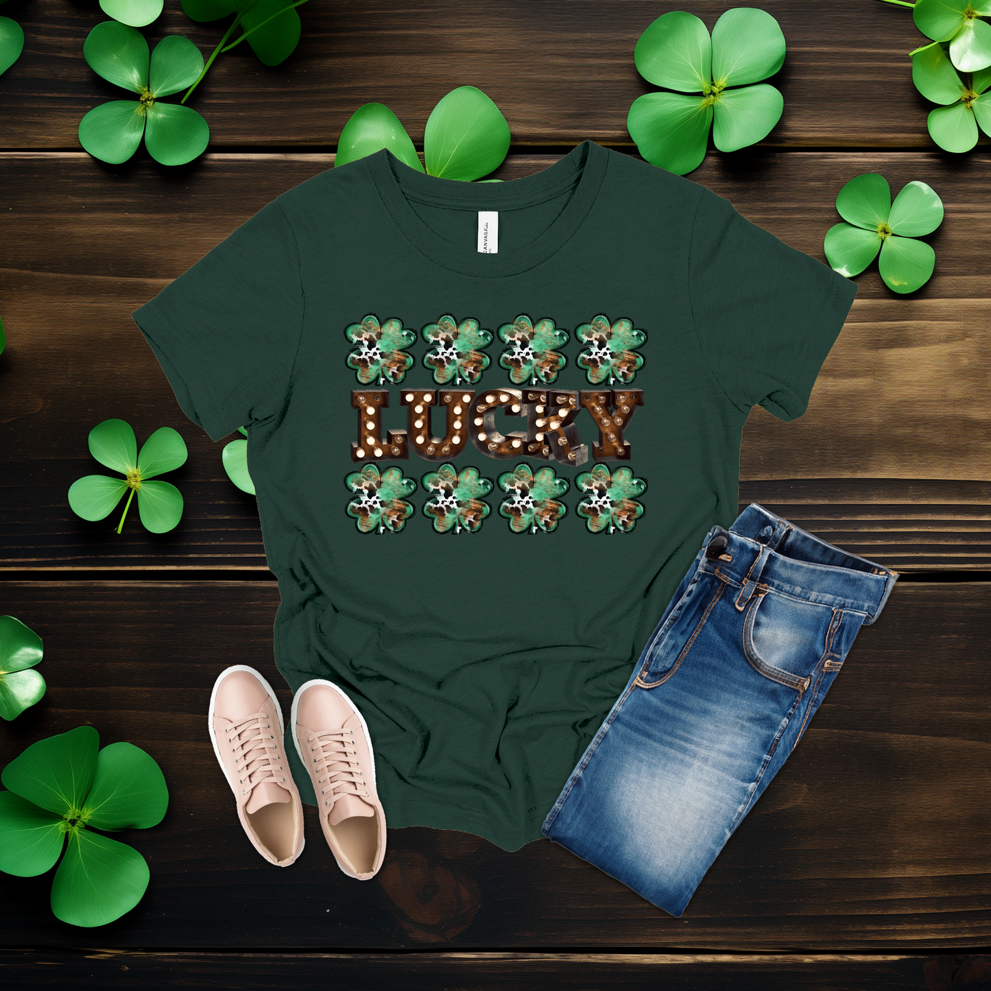 Youth Lucky Lights Shamrock St. Patrick’s Day T-Shirt