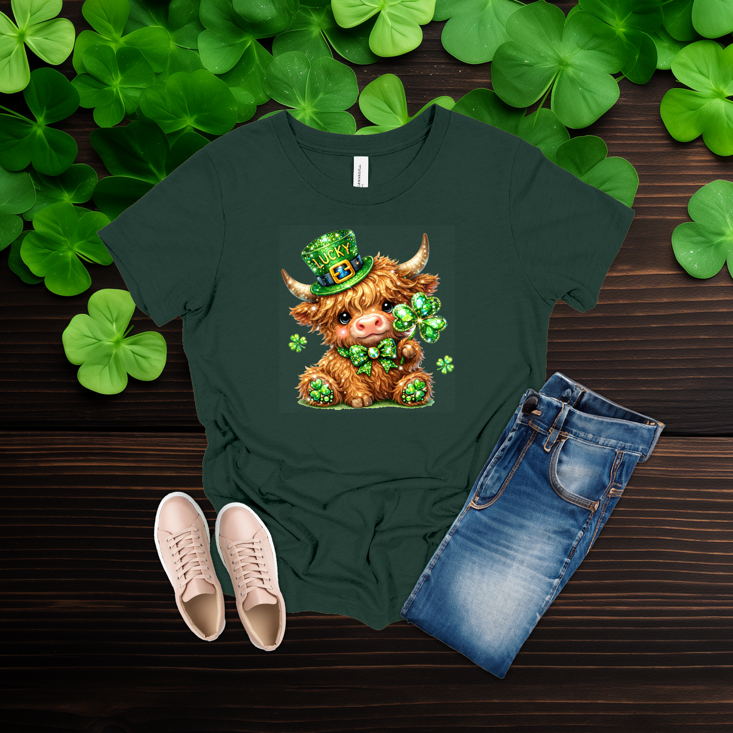 Youth Lucky Highland Cow St. Patrick’s Day Shirt