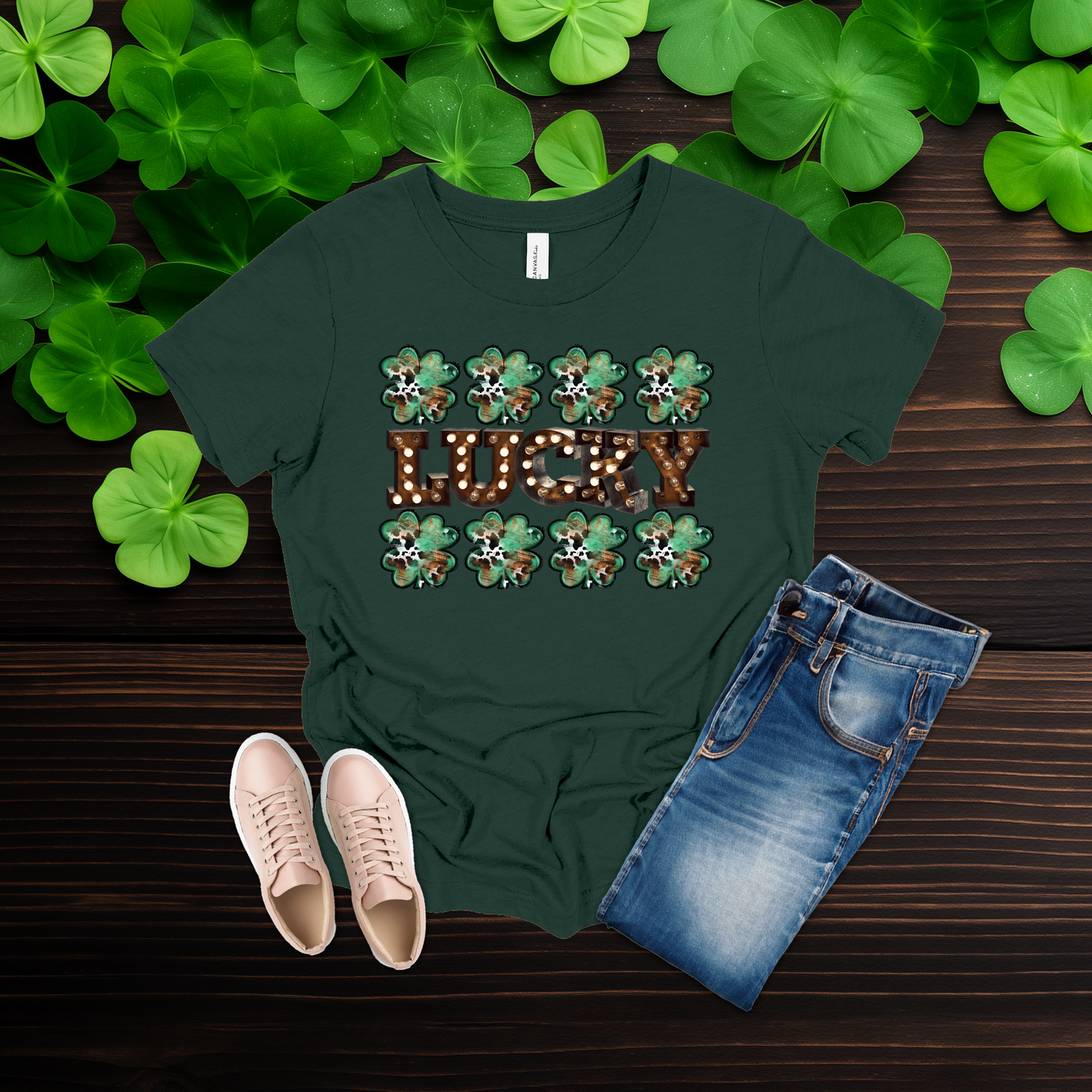 Youth Lucky Lights Shamrock St. Patrick’s Day T-Shirt