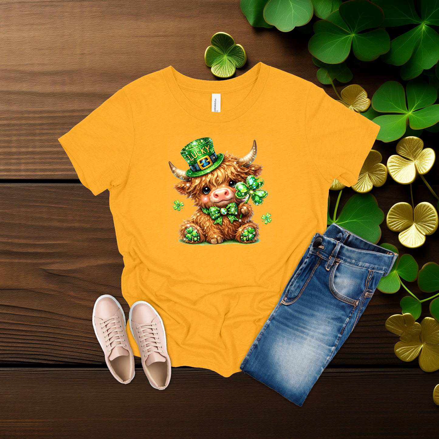 Youth Lucky Highland Cow St. Patrick’s Day Shirt