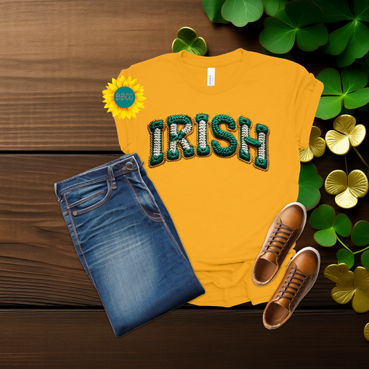 Adult Irish Faux Yarn Knit T-Shirt - St. Patrick's Day