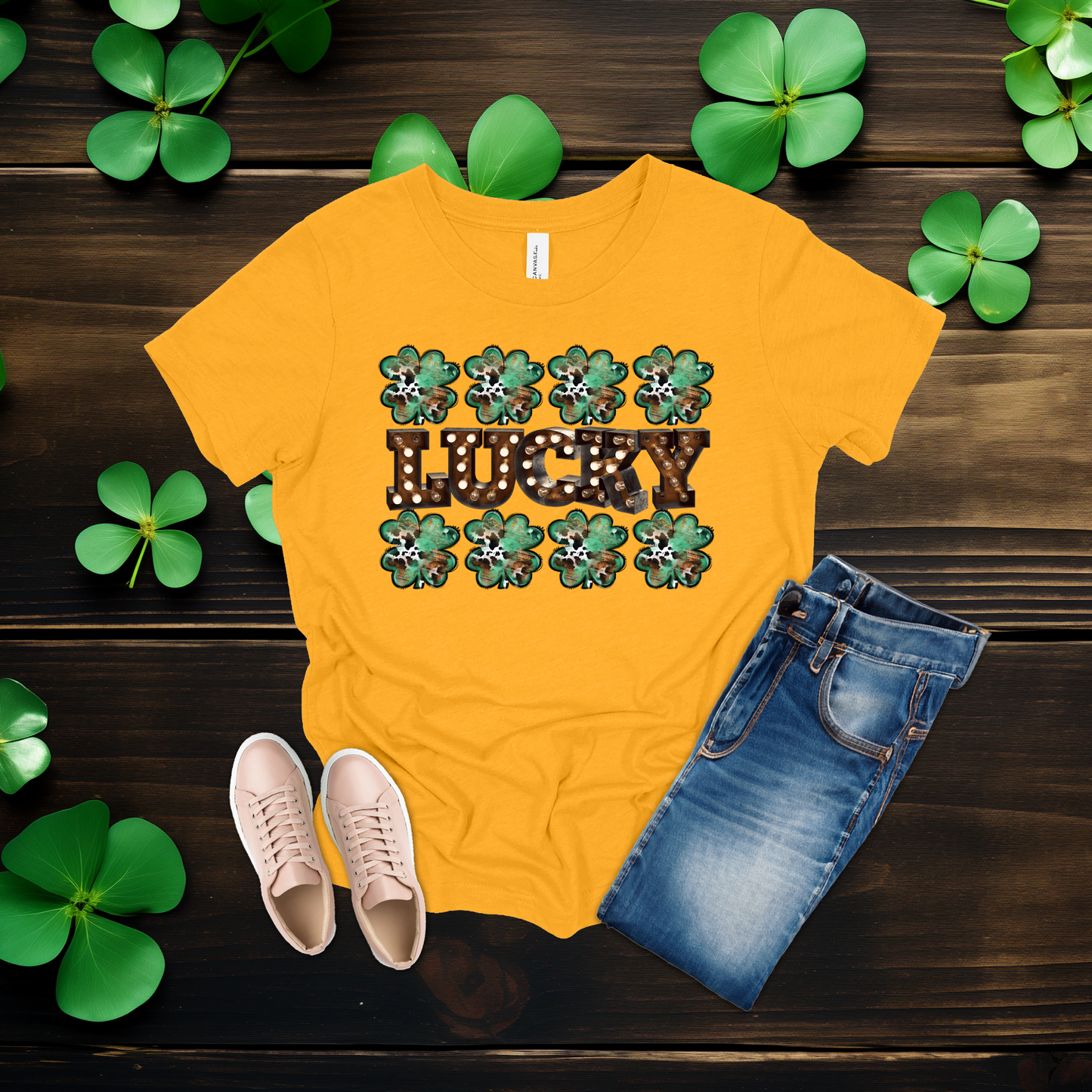 Youth Lucky Lights Shamrock St. Patrick’s Day T-Shirt