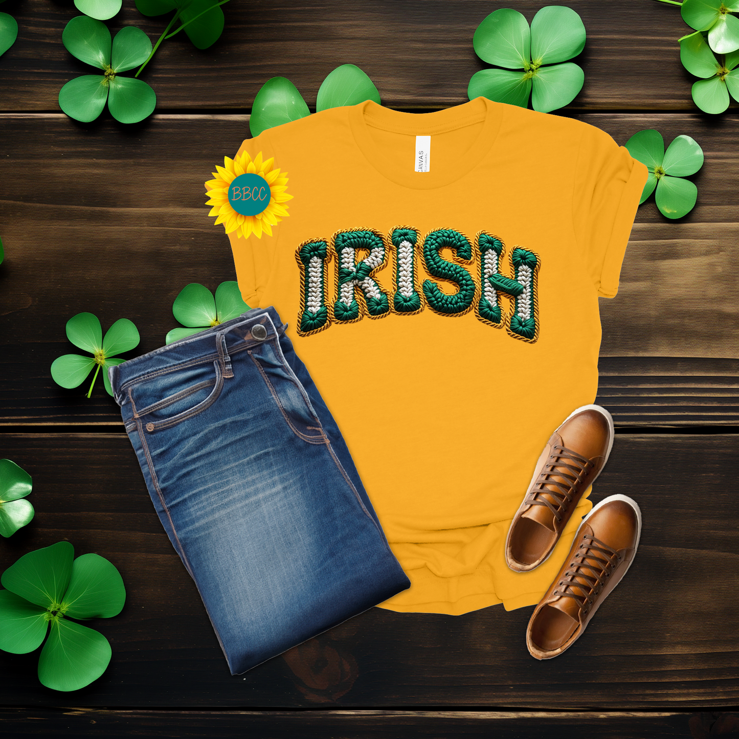 Adult Irish Faux Yarn Knit T-Shirt - St. Patrick's Day