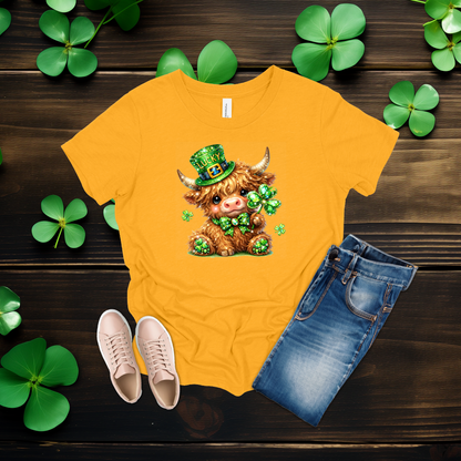 Youth Lucky Highland Cow St. Patrick’s Day Shirt