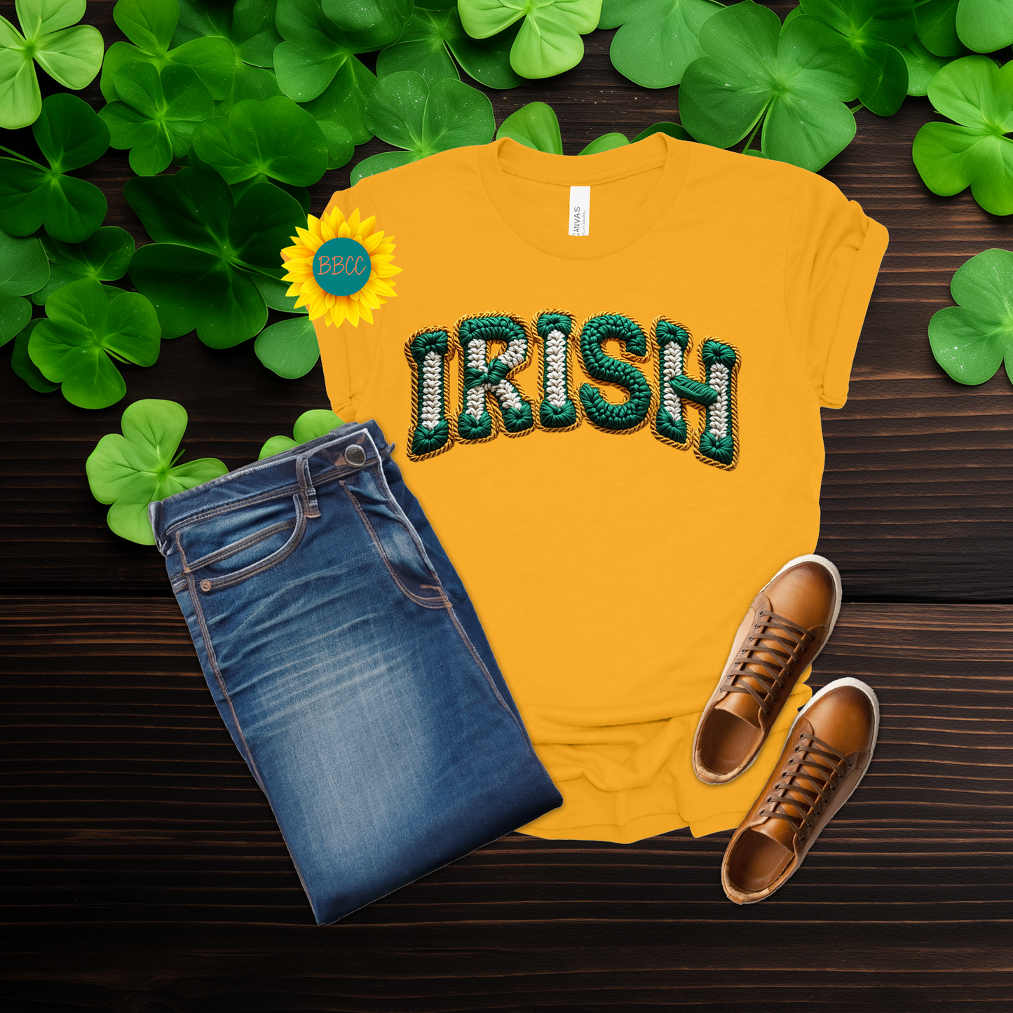 Adult Irish Faux Yarn Knit T-Shirt - St. Patrick's Day