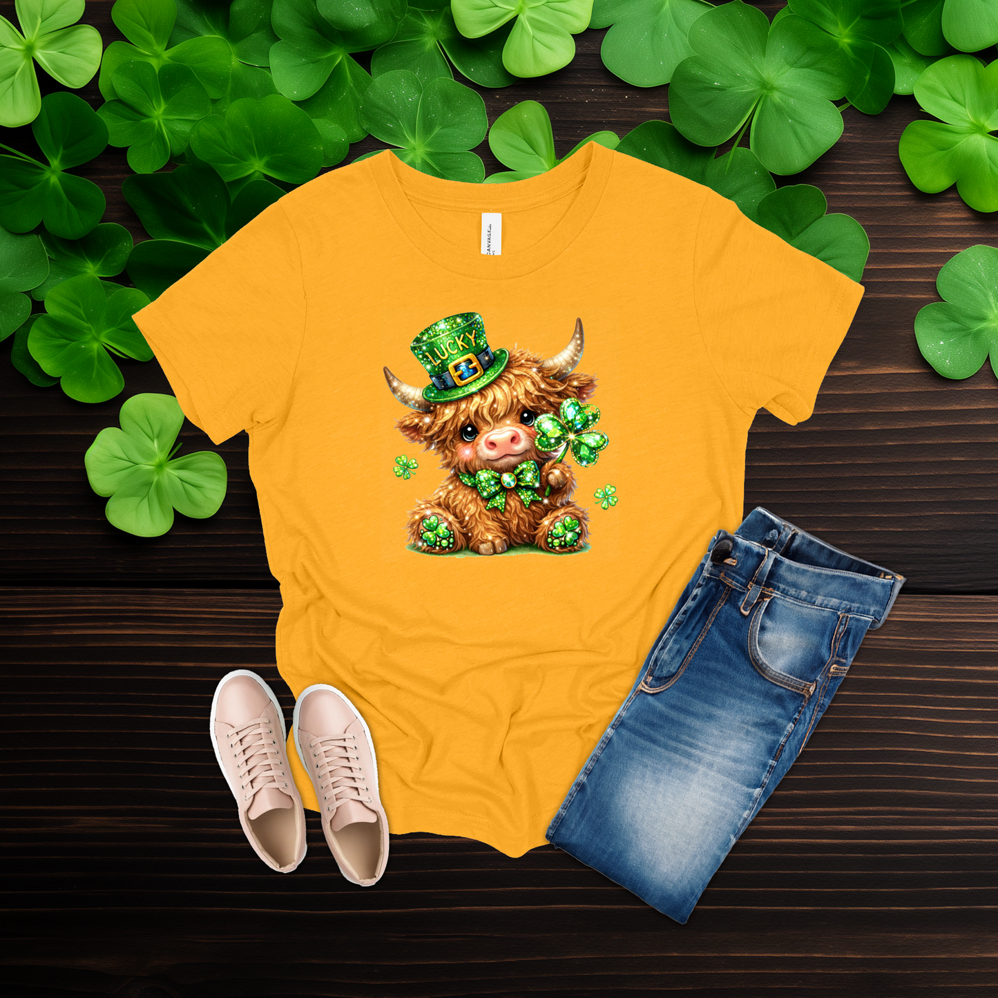 Youth Lucky Highland Cow St. Patrick’s Day Shirt
