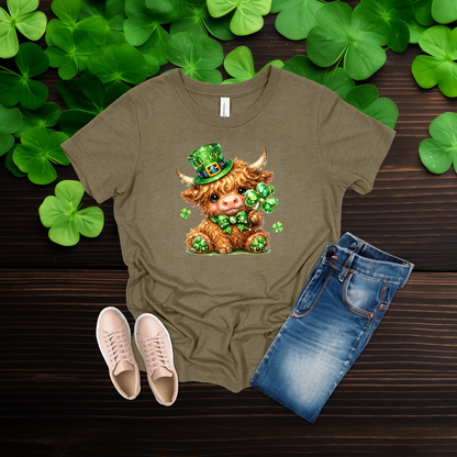 Youth Lucky Highland Cow St. Patrick’s Day Shirt