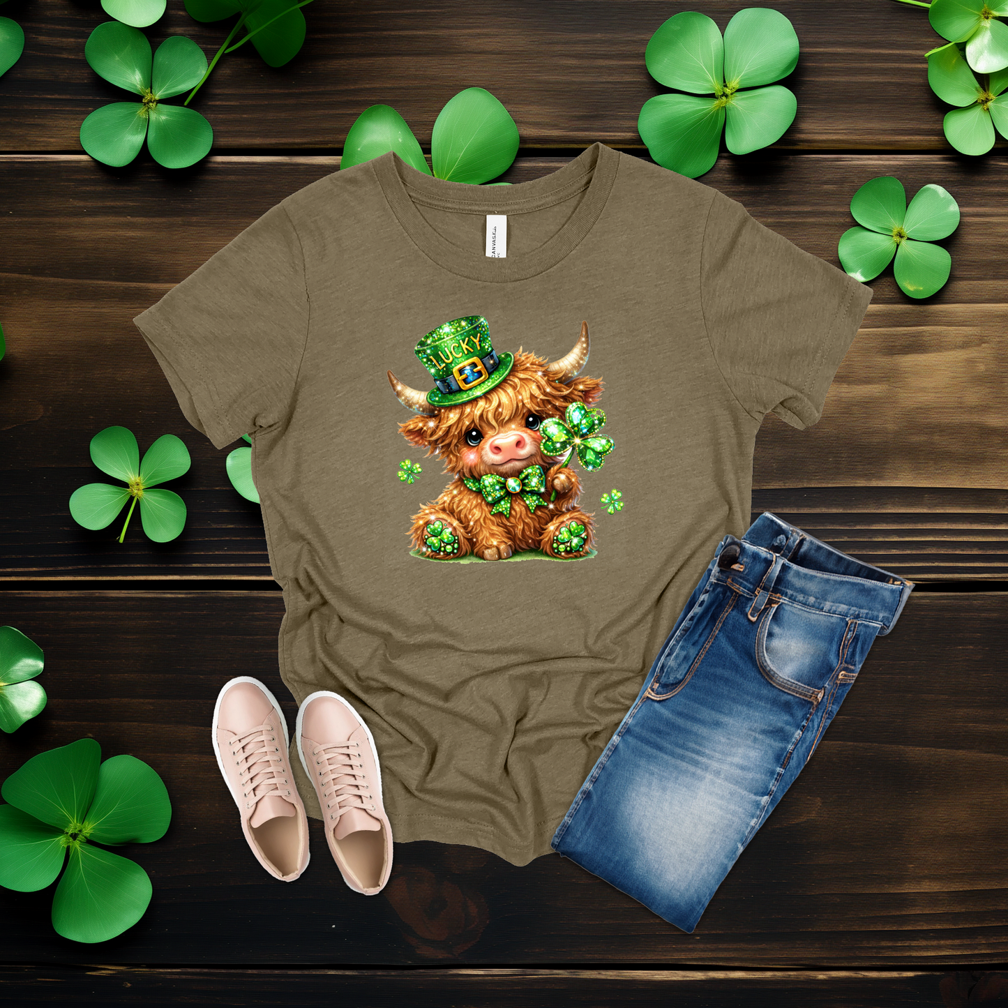 Youth Lucky Highland Cow St. Patrick’s Day Shirt