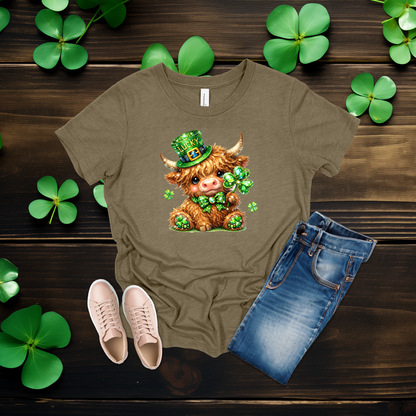 Youth Lucky Highland Cow St. Patrick’s Day Shirt