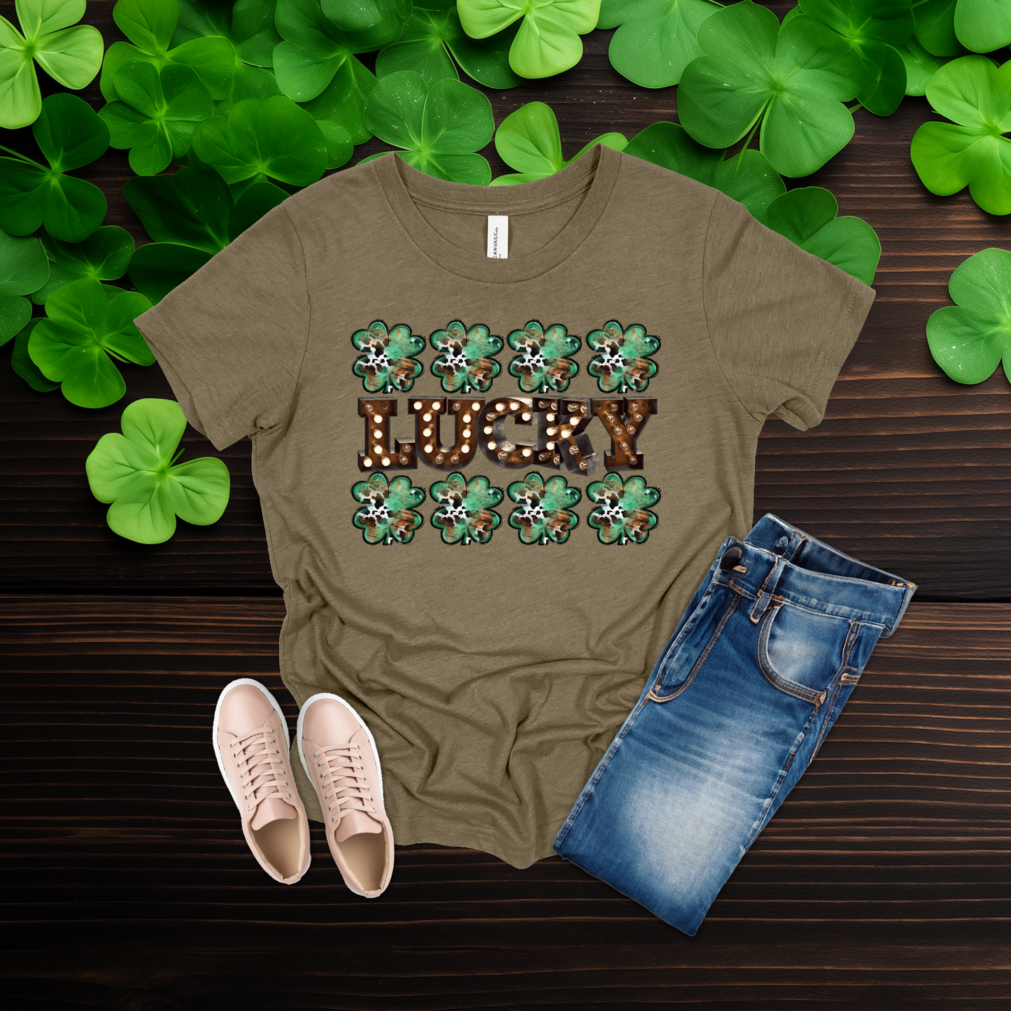 Youth Lucky Lights Shamrock St. Patrick’s Day T-Shirt