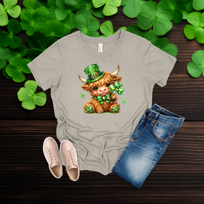 Youth Lucky Highland Cow St. Patrick’s Day Shirt