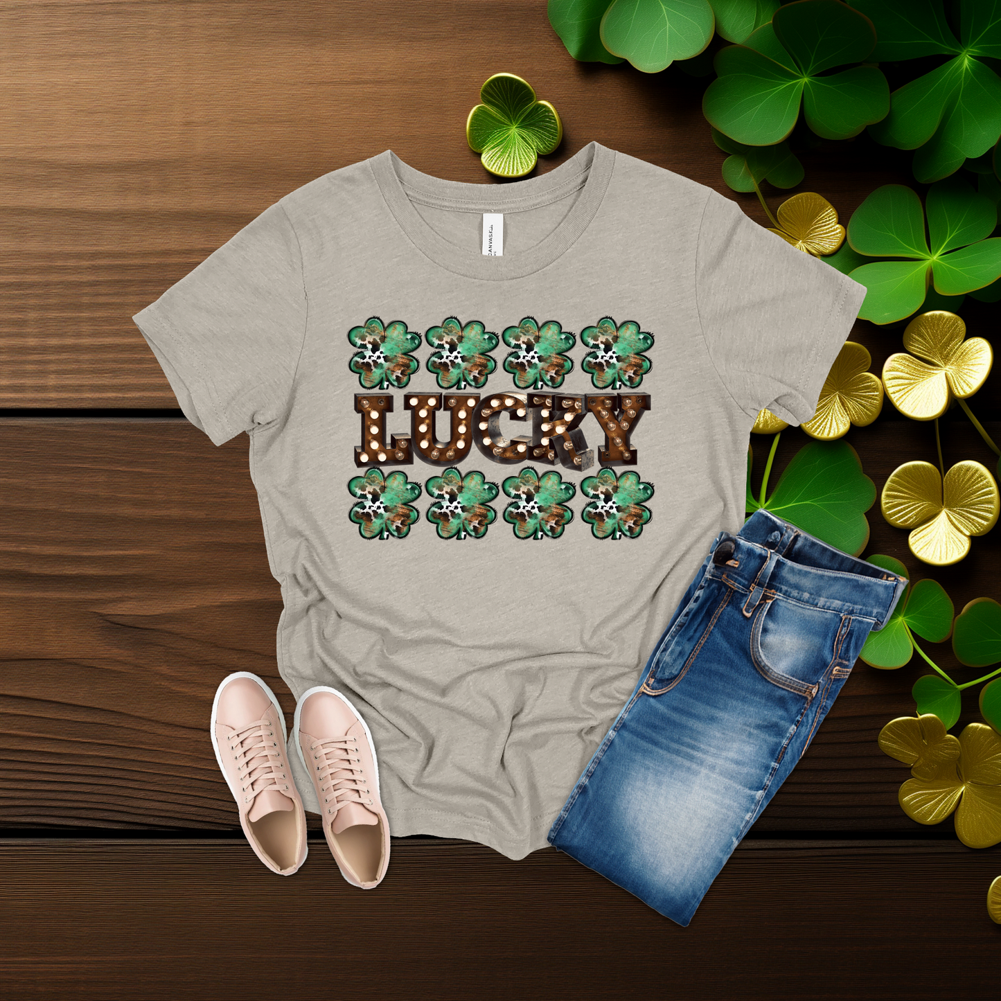Youth Lucky Lights Shamrock St. Patrick’s Day T-Shirt